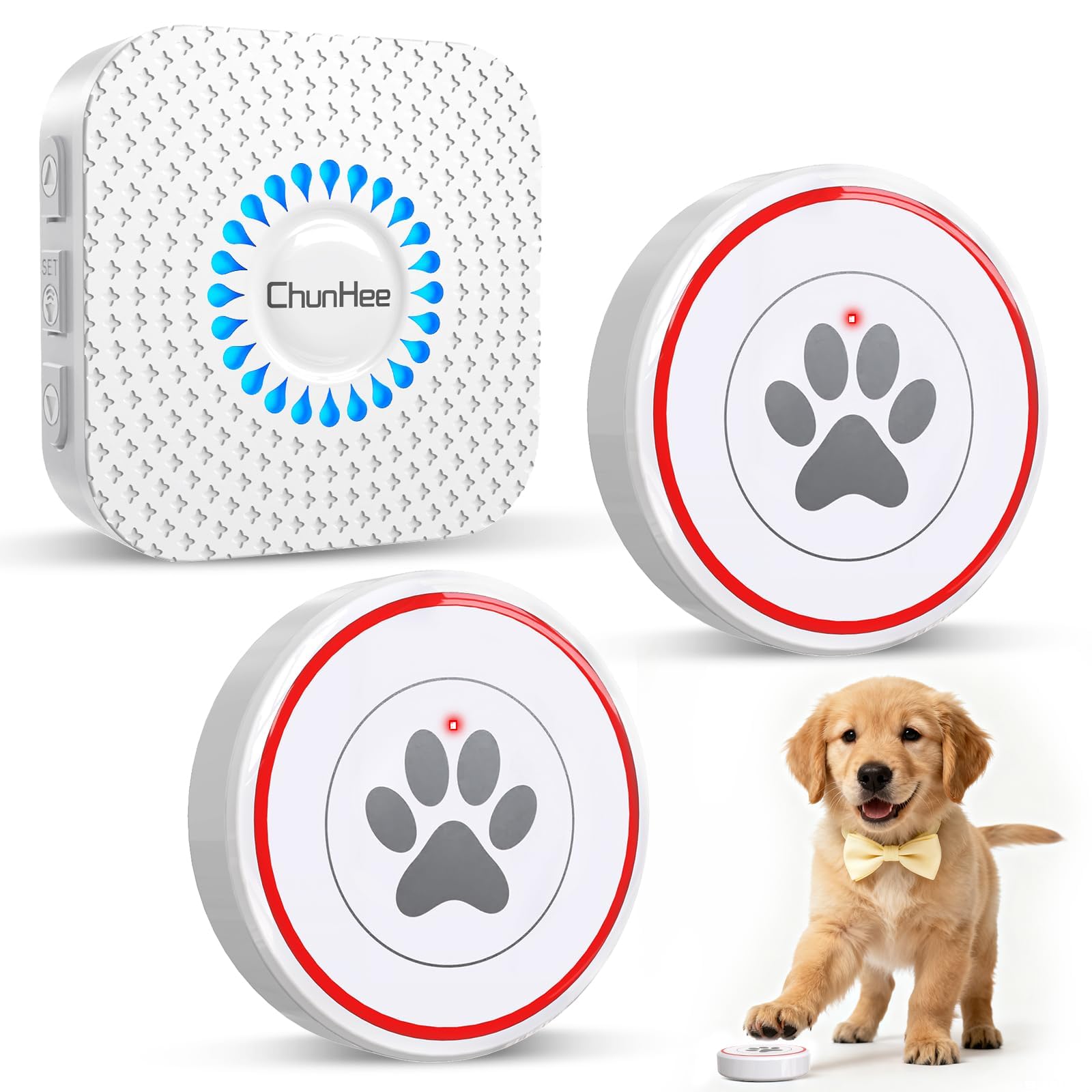 Dog Door Bell for Potty Training, IP55 Waterproof, 55 Ringtones, 0-115dB