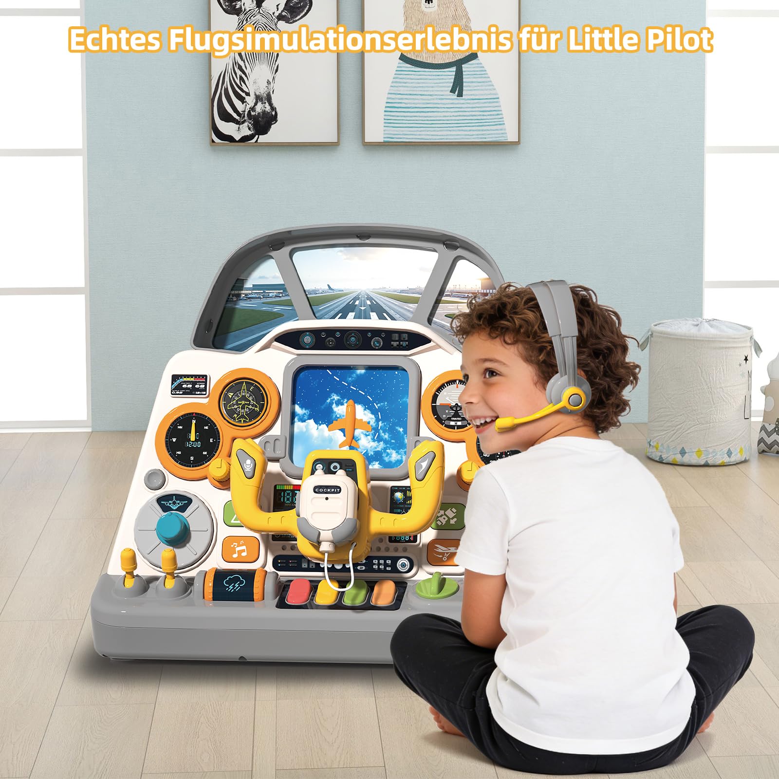 Mostop Giocattolo per volante, giocattolo educativo interattivo sensoriale con luce sonora, per giochi finti, abilità motorie e sviluppo cognitivo, per bambini dai 18 mesi in su