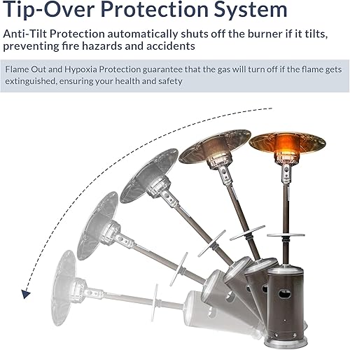 Miniatura 5 de Belleze - Calentador de 48,000 BTU prémium de patio para exteriores con ruedas, calor con gas LP propano, certificado CSA, bronce martillado