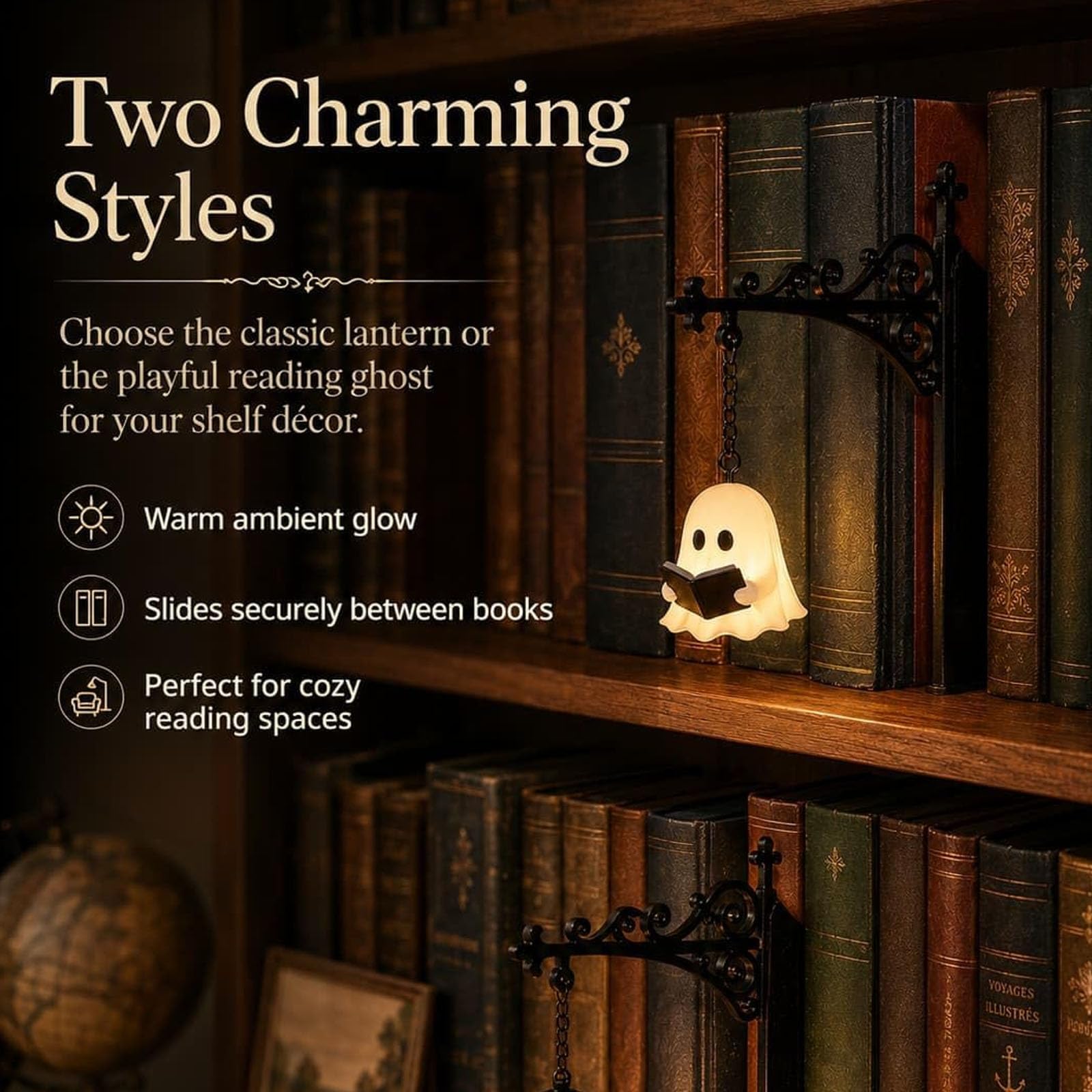 Linterna de biblioteca Mini lámpara LED para estantería, iluminación de rincón de libro colgante de hierro de madera vintage, luz de lectura portátil cálida, adorno literario (B3pcs)