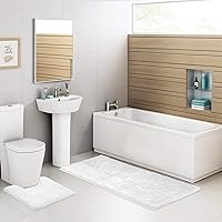 Vista 44 de ITSOFT Tapete de baño de felpa de 47 x 21 pulgadas, absorbente, lavable a máquina, antideslizante, alfombrillas de baño de chenille, de secado