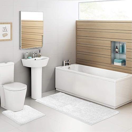 Miniatura 40 de Tapetes de baño de felpilla de 22 x 14 pulgadas, tapetes de baño absorbentes de felpa de secado rápido, suaves y lavables a máquina, alfombras