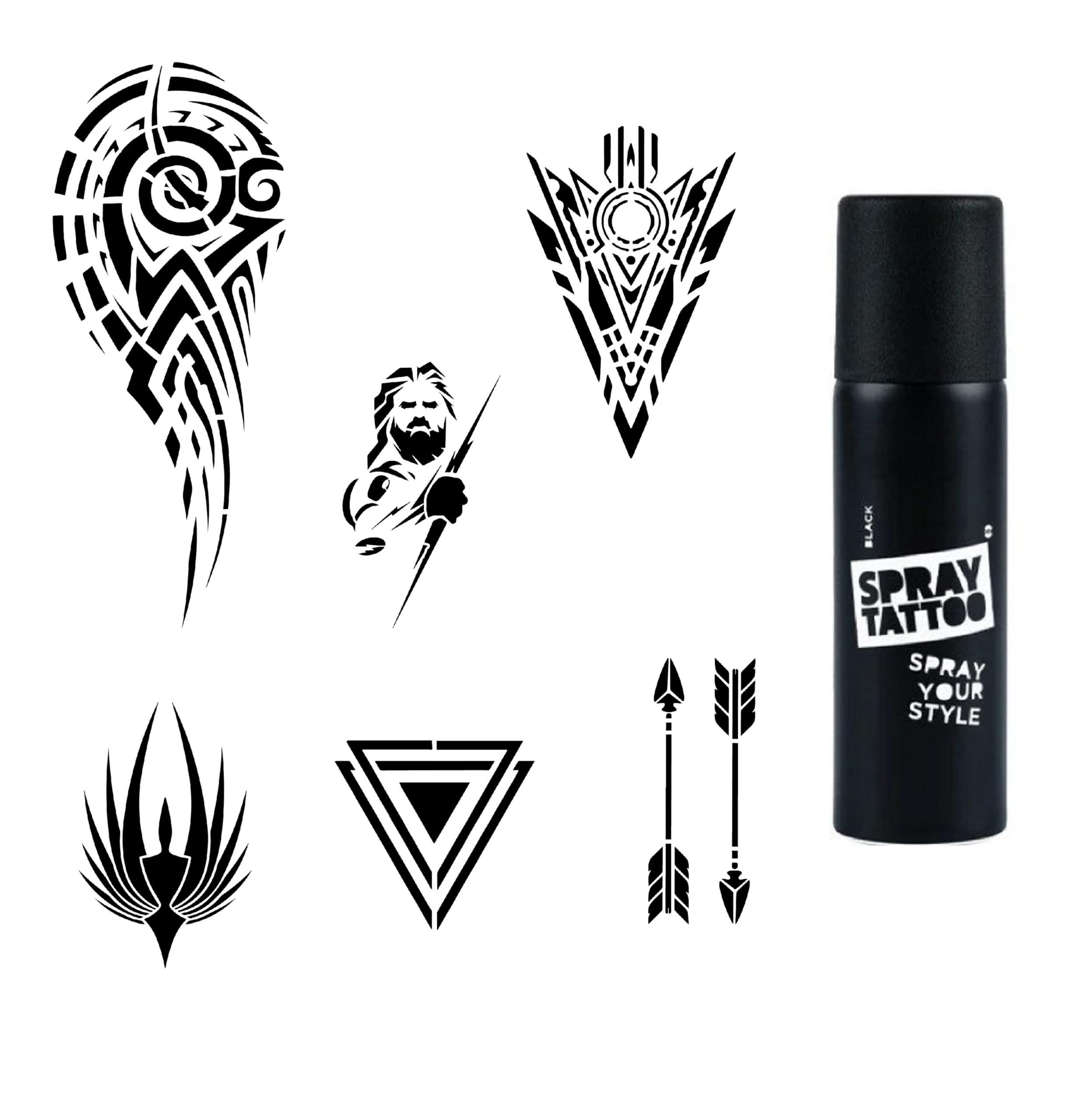 Tribal Kol Spray Tattoo Geçici Dövme Seti Dark Siyah Sprey