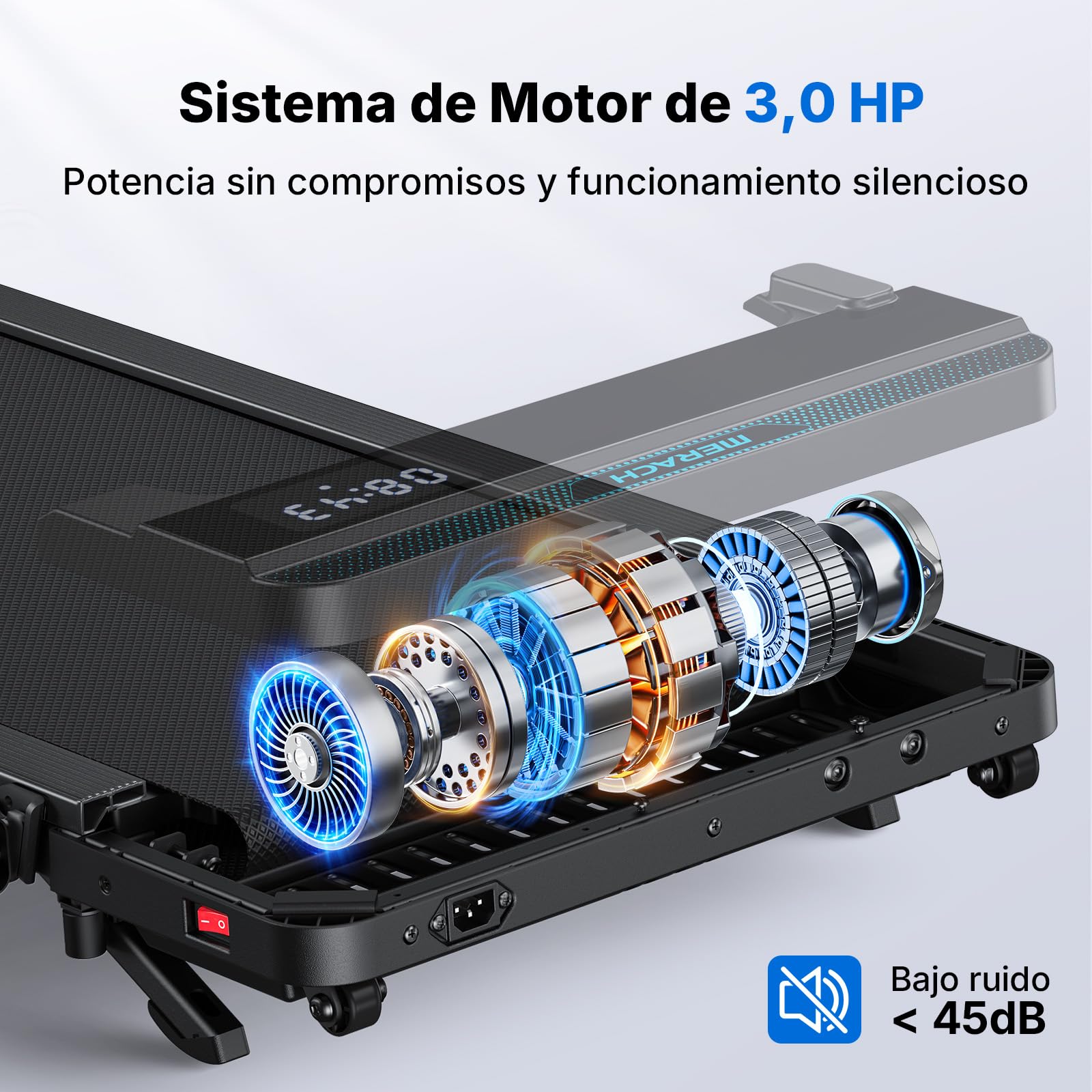 MERACH Cinta de Correr con Inclinación de 6%, 3.0HP Cinta de Andar, 1-12km/h Walking Pad con Manillar, Caminadora Electrica para Casa,Capacidad de 136kg Treadmill, Control Remoto,App