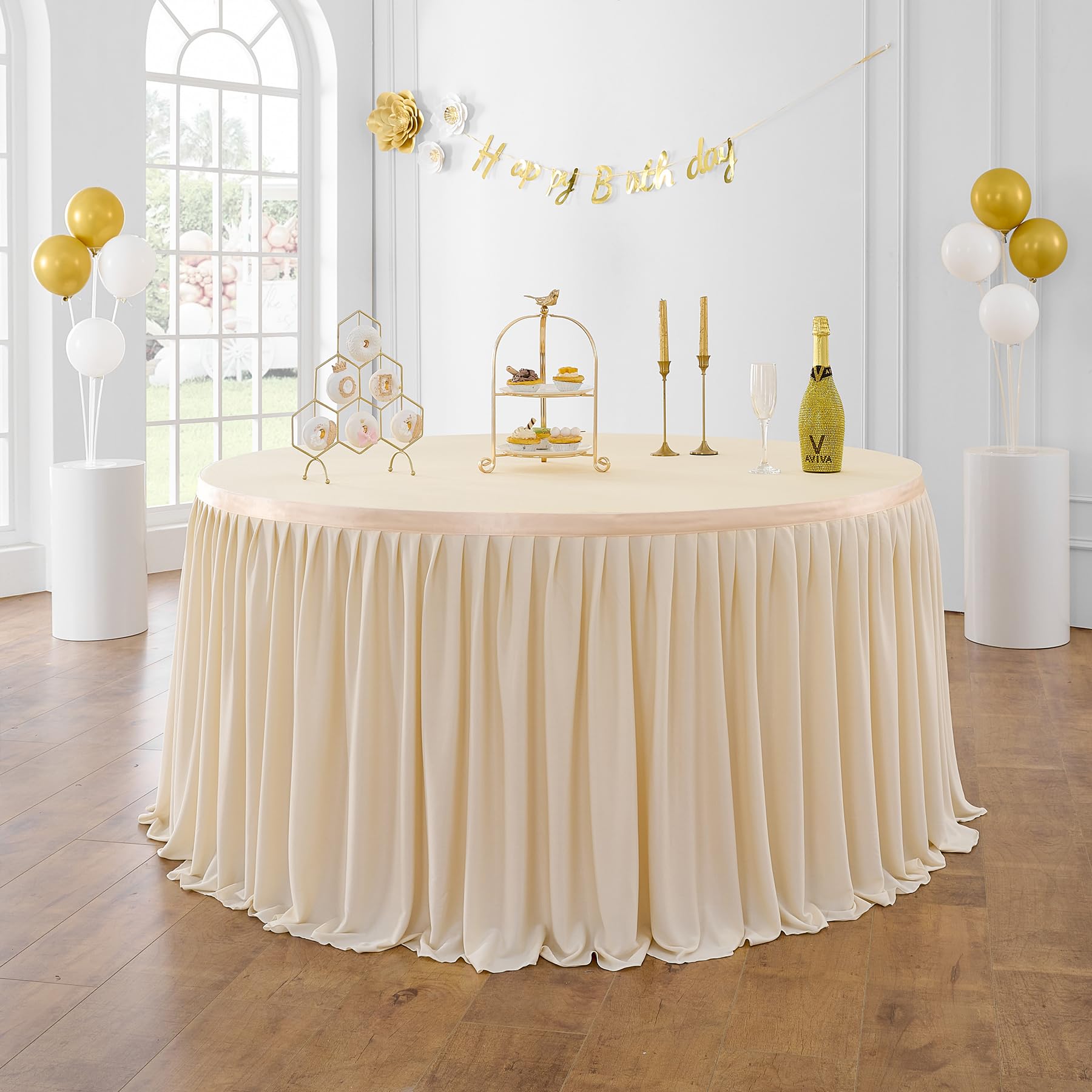 NSSONBEN Avorio Tutu Gonna da Tavolo Avorio Tulle Gonne da Tavolo per Feste Matrimoni Festa di Compleanno Bambino Doccia Decorazione 2Yard/6ft/L183cm*H77cm