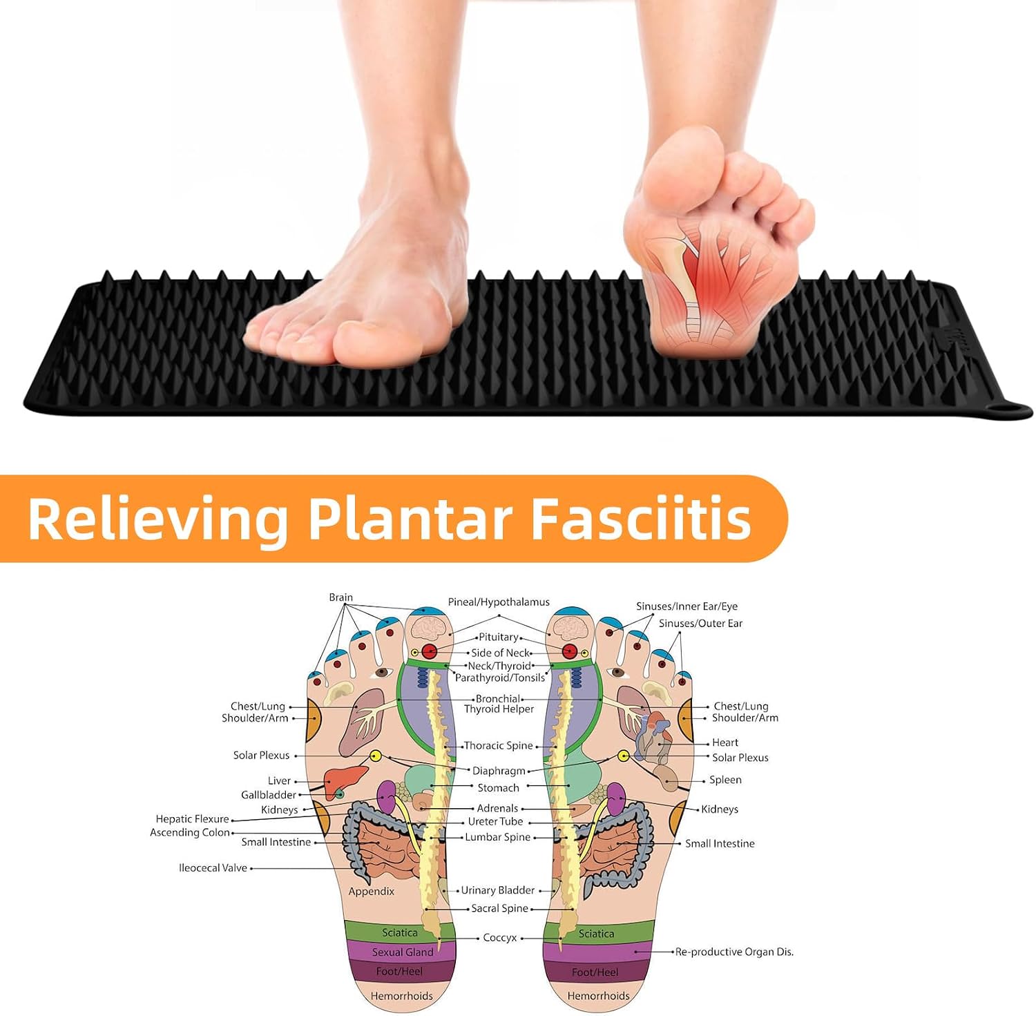 Acupressure Mat for Foot Massage, Silicone Foot Reflexology Mat | Portable Feet Mat for Plantar Fasciitis Relief and Muscle Relaxation