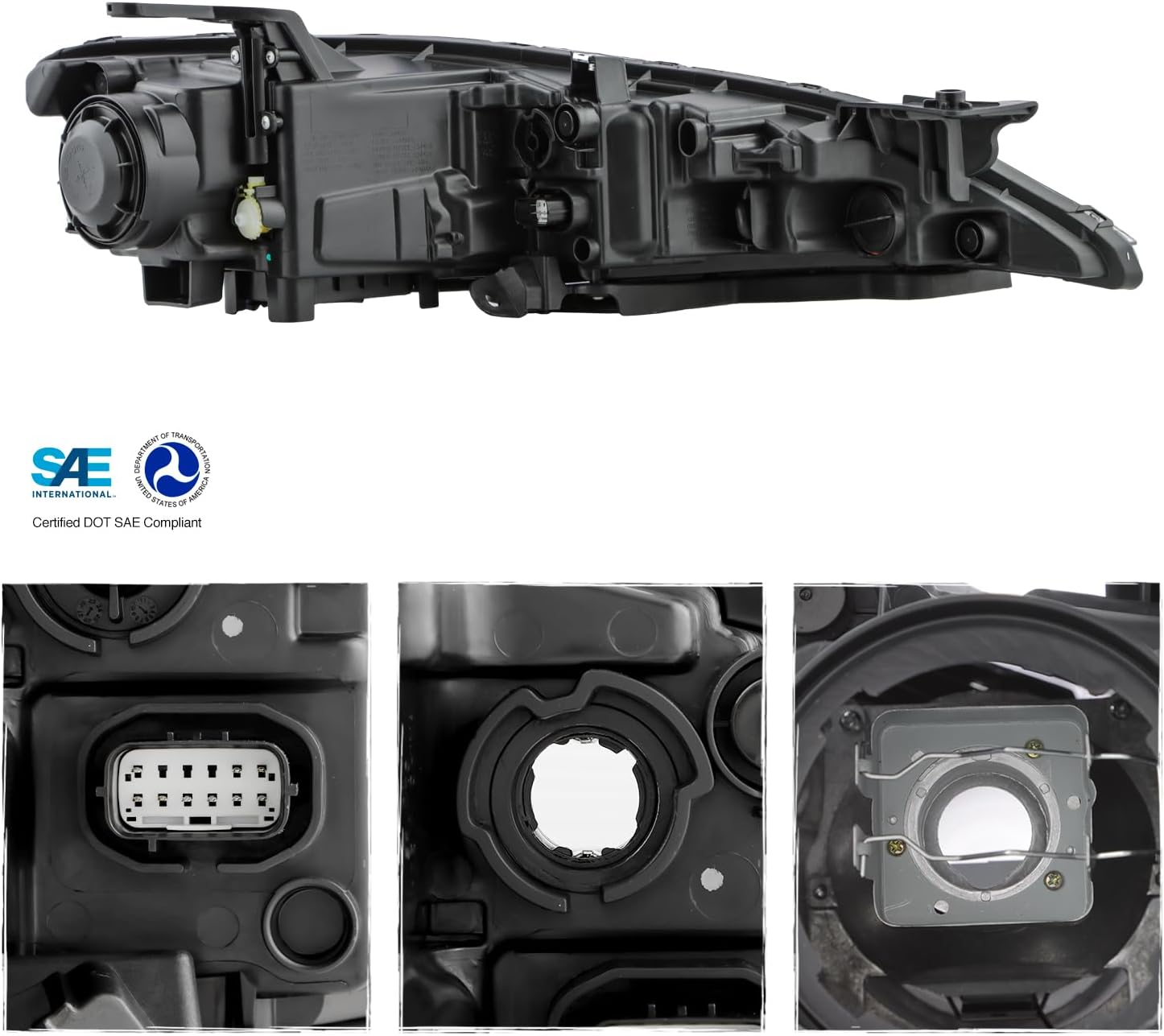 AKKON - Fit 2015 2016 2017 Chrysler 200 15-17 HID w/LED DRL Black Trim Headlight Headlamp OE Style Driver Left Side Replacement