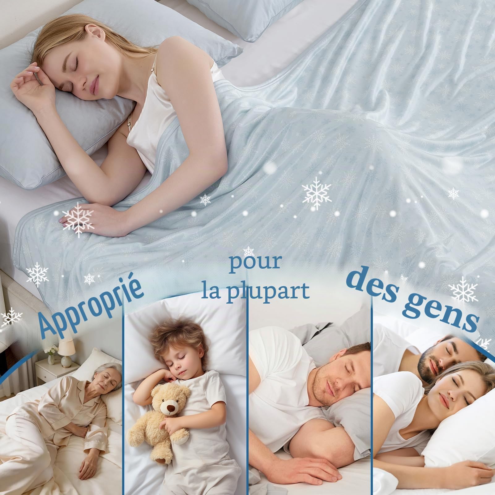 CHOSHOME Couverture Été Rafraîchissante 2 en 1 Plaid Froide 130x150cm Été Couverture Doux de Bébé pour Voyage Canapé Lit Fauteuil Voiture, 2 en 1 Plaid Flocon de Neige