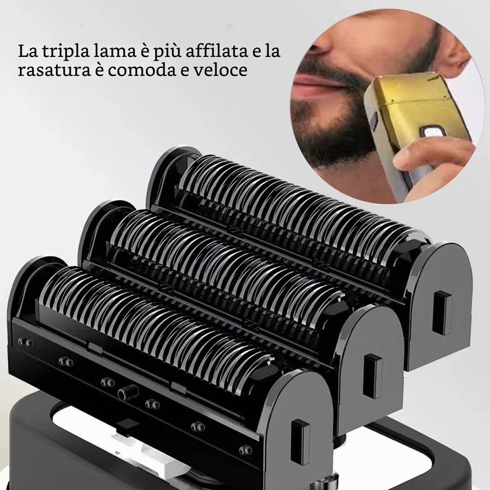 Rasoio Elettrico a Tripla Lame Rasoio a Lamina USB Ricaricabile Display LCD Rasoio Elettrico Impermeabile Rasoio da Viaggio Portatile da Uomo
