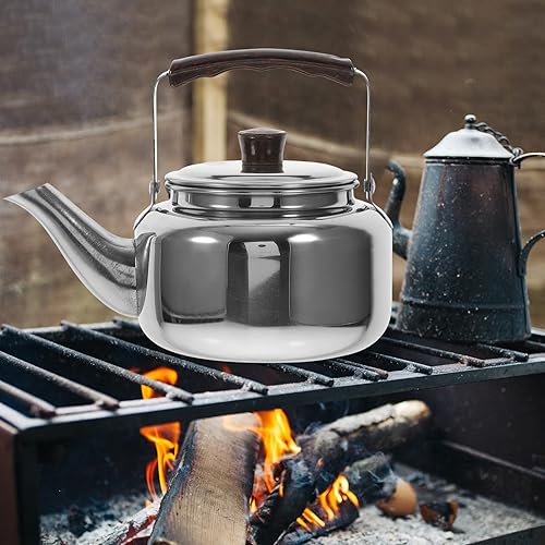 Miniatura 3 de Hervidor de té de 33.8 fl oz para estufa, tetera de acero inoxidable con mango anti-caliente, caldera de té de agua caliente, tetera para té, café,