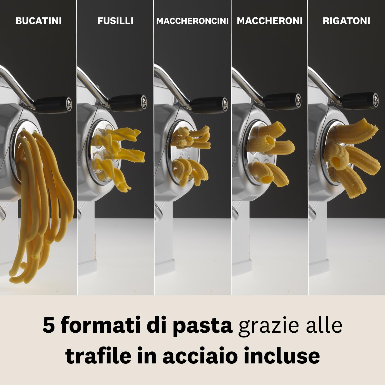 Marcato RE17-REGINA Macchina Manuale per Pasta Estrusa Corta e Lunga, Plastica, Bianco, Linea Premium.