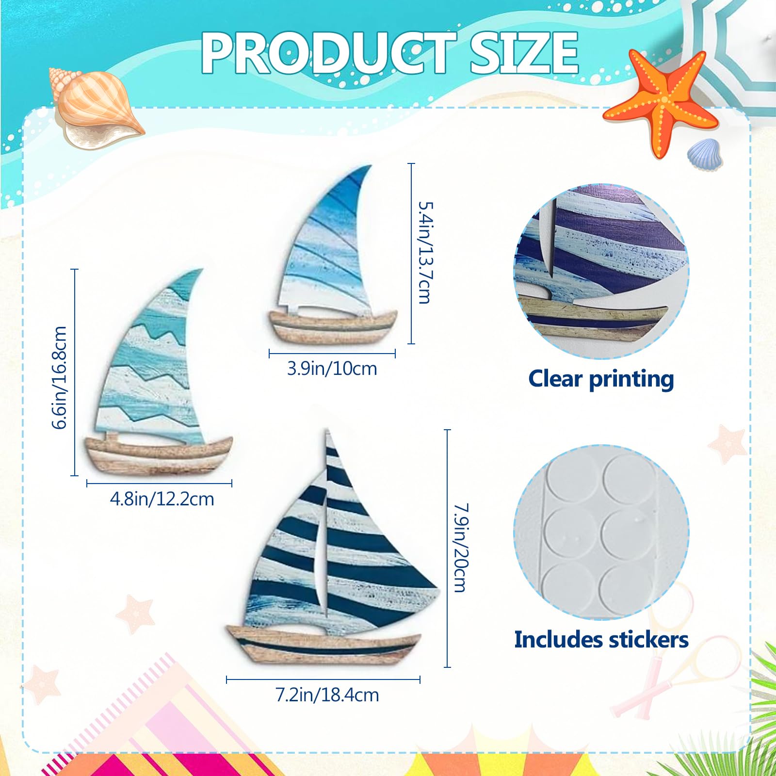 Neukids Adesivi Da Parete 40 Pezzi – Tema Barca A Vela E Gabbiano In Acquerello, Stile Boho Per Cameretta