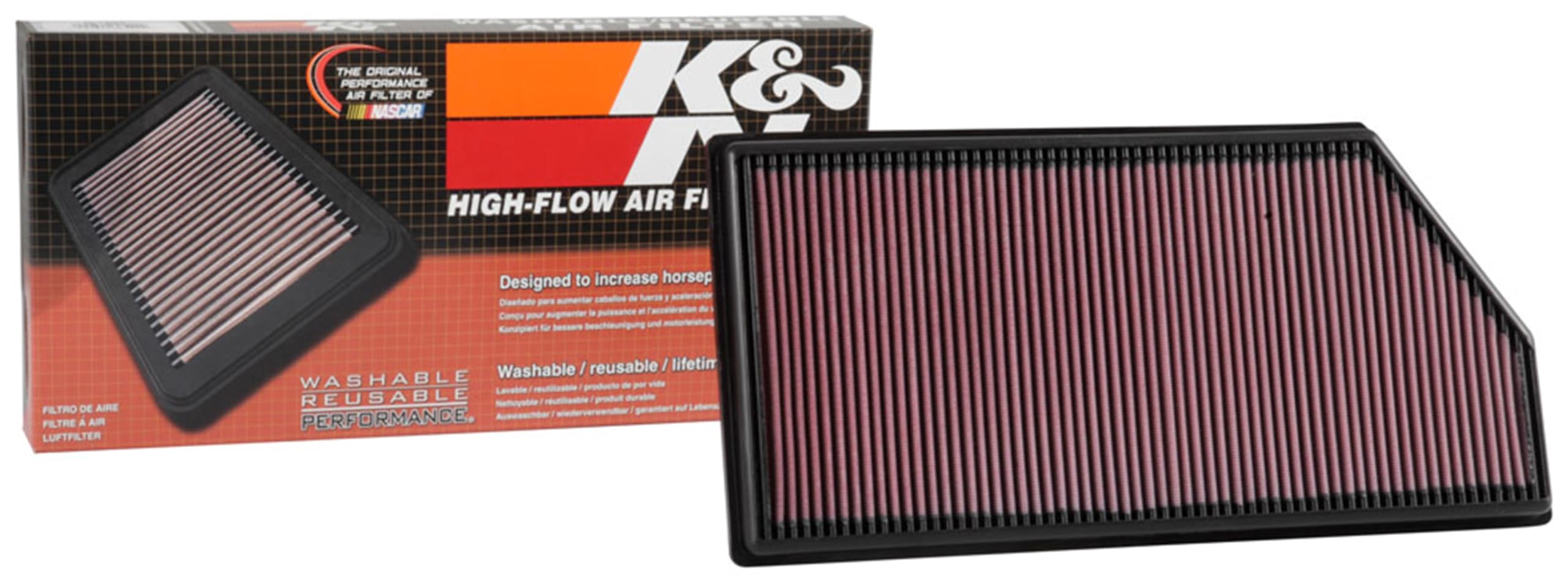 K&N Filtro Aria di ricambio compatibile con Mercedes E200d/E220d W213 2016-/Classe S 2017-/S450 EQ Boost 2021-/CLS 2018-/GLE (W167)/AMG GT (X290) Ibrido 2018-/Classe C 200d/220d/300d 2015- (33-3068)