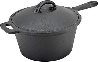 NuCast 3 Quart Cast Iron Sauce Pan Cooker. Pre-Seasoned Skillet, Fryer, Dutch Oven, with Dome Lid - coolthings.us