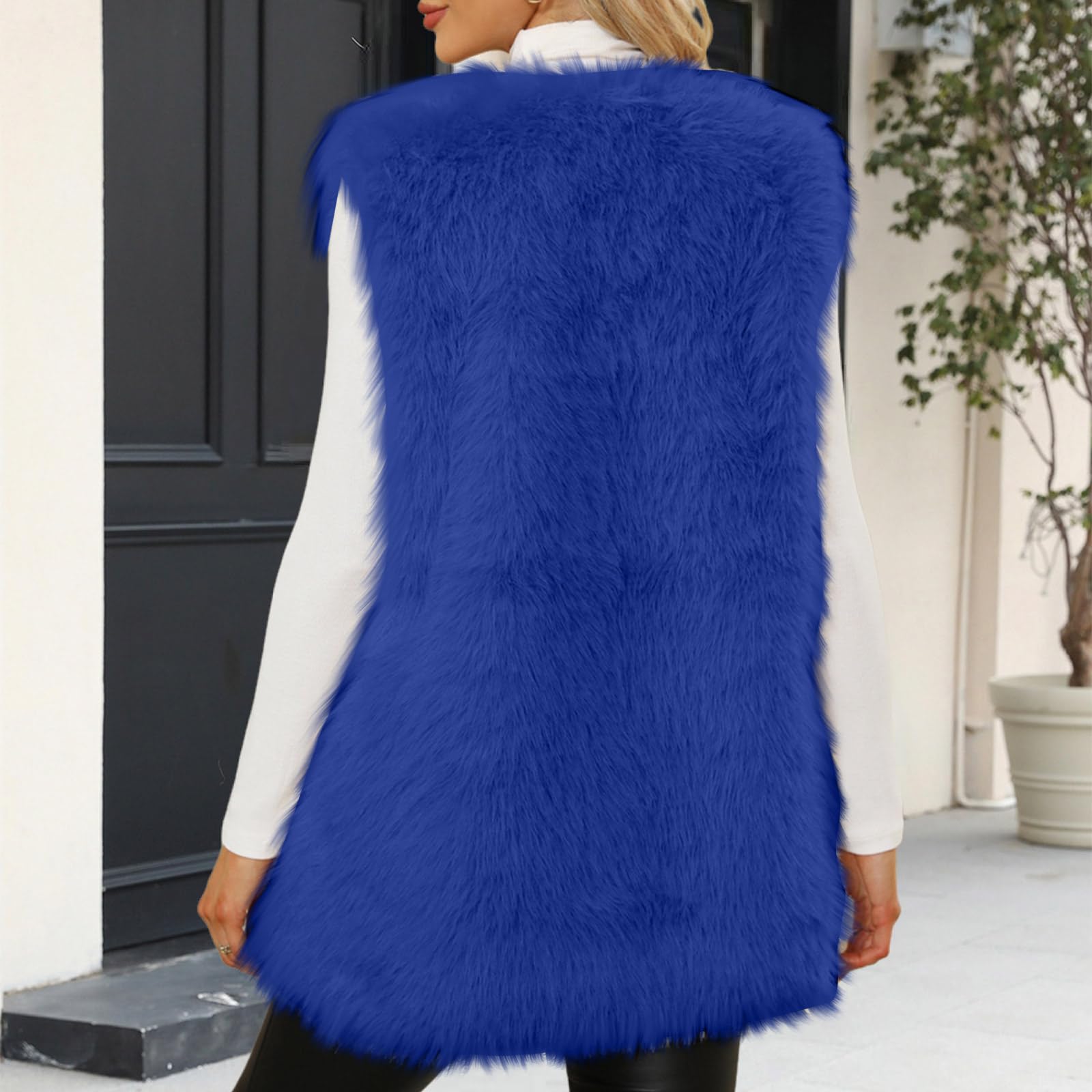 Generisch Kunstfell Weste Damen Winter Pelzweste Ärmellos Winterjacke Warm | Ärmellose Weste Damen Kunstpelz V Ausschnitt Kunstfellweste Frauen Einfarbig Pelzjacke Kunstfell Damenweste Modern Fur Coat