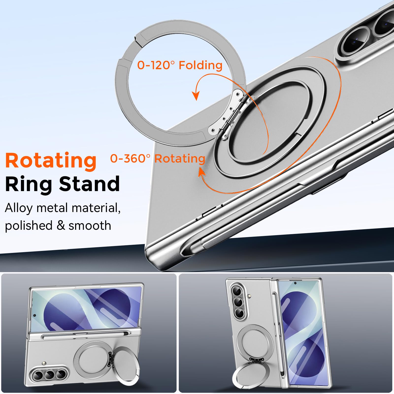 Custodia per Samsung Galaxy Z Fold 8 con portapenne e pennino capacitivo, compatibile con Magsafe anello di rotazione magnetico con cavalletto protezione dello schermo copertura completa