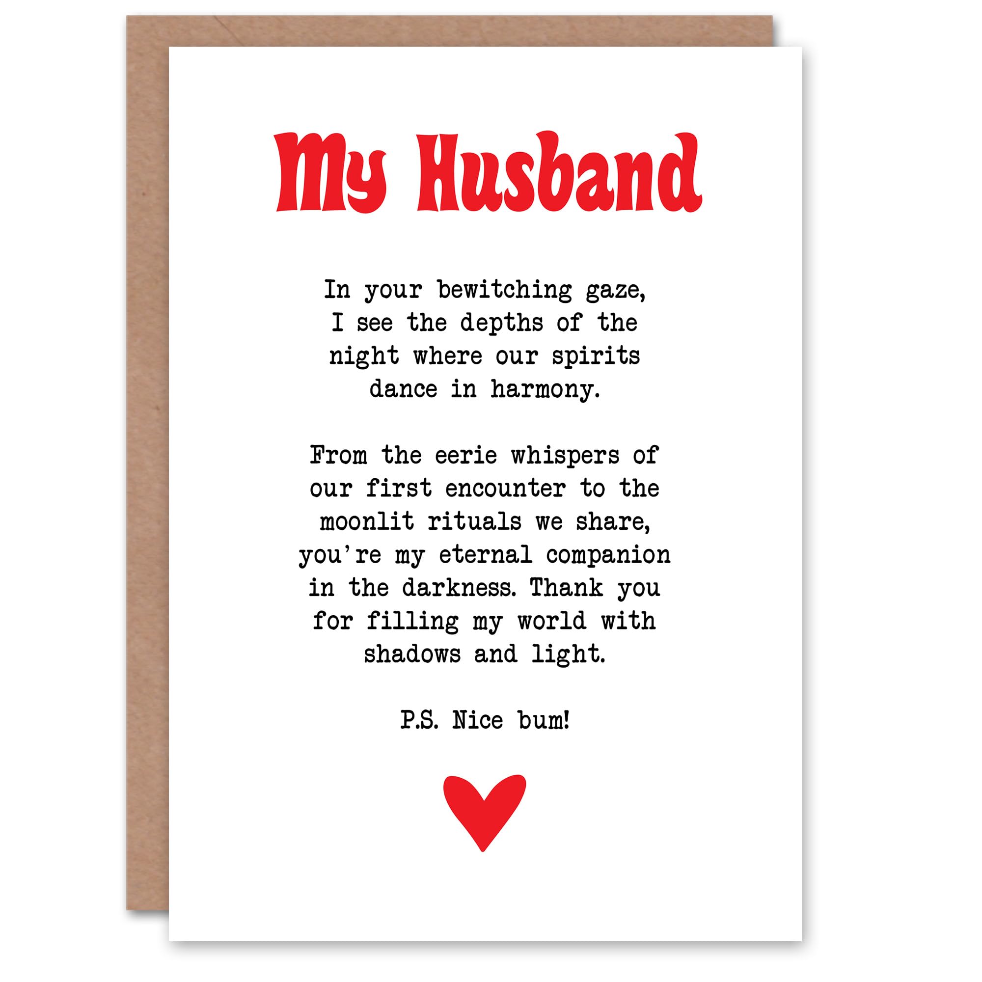 Artery8 Greeting Card Love Poem Goth Husband Romantic Poetry Fun For Him Man Anniversary Card