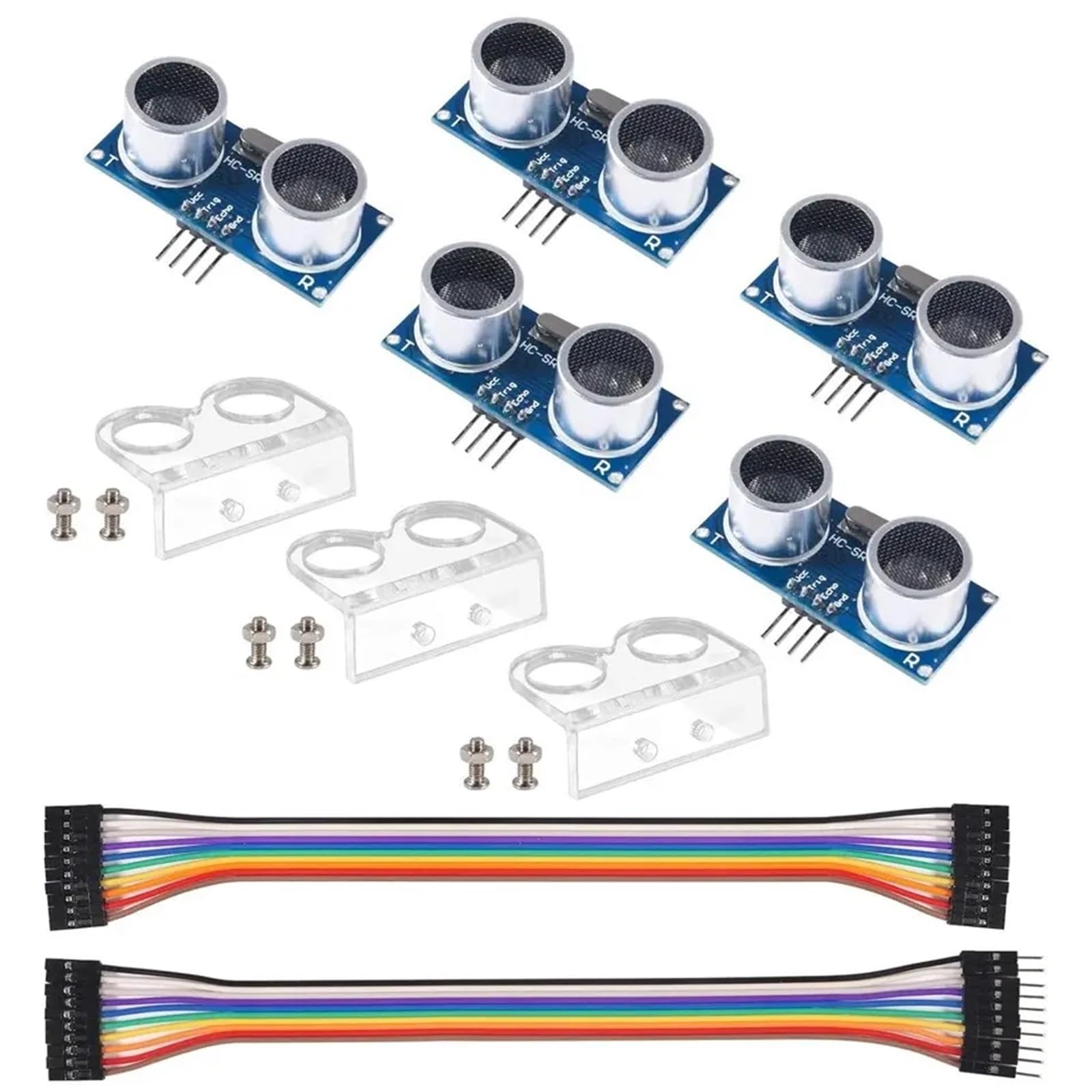 5 módulos ultrasónicos HC-SR04 MELIFE Sensor de distancia con 3 soportes de montaje y 2 cables para robot Mega R3 MEGA Mega2560