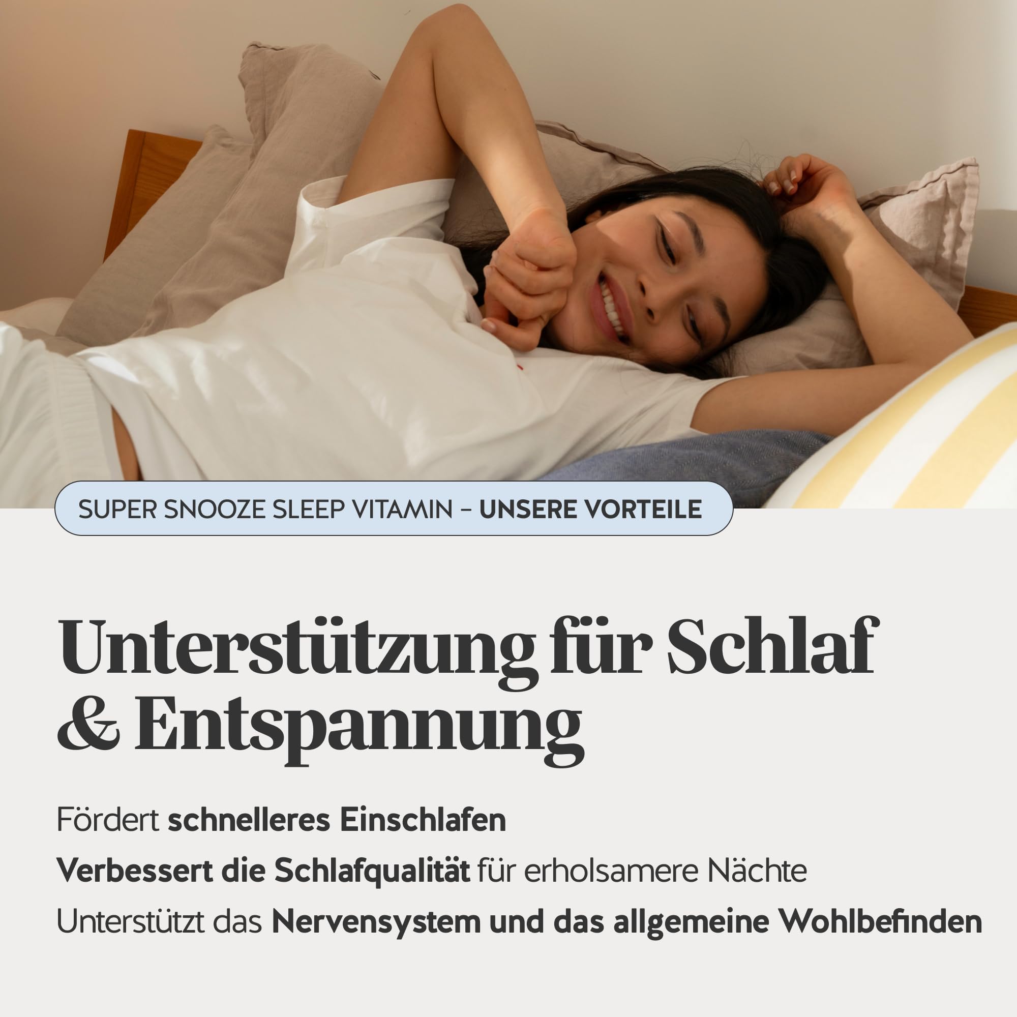 Super Snooze Sleep Vitamin - wit 1mg Melatonin Hochdosierter, Vitamin B6-90 Stücks (3 monate) - Zuckerfrei, Vegan - Bears with Benefits