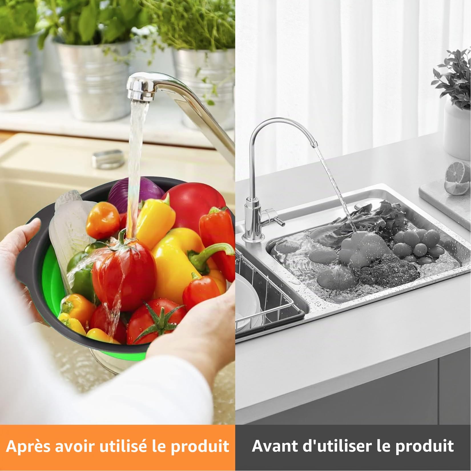 Passoires de cuisine pliables lot de 3 camping salades fruits lave-vaisselle