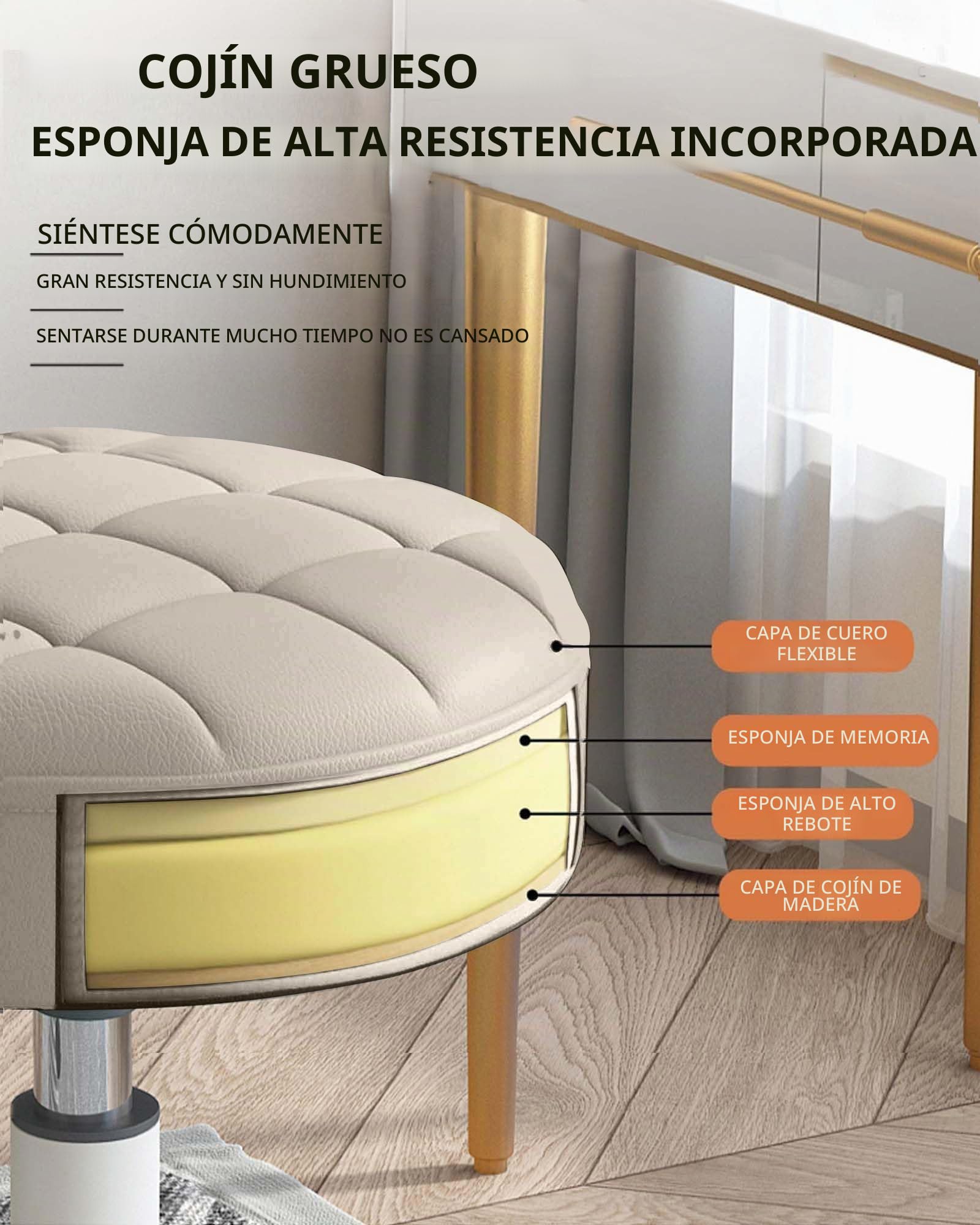 Silla giratoria compacta con Ruedas y polea Redonda de Cuero PU, Altura Ajustable, diseño Giratorio, Silla de Oficina para dibujantes, Taburete de salón SPA, Silla de Oficina para el hogar.