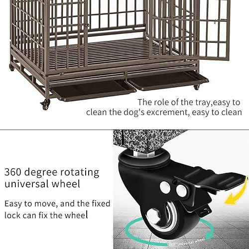 Miniatura 3 de SMONTER - Jaula para perros resistente, corralito de metal resistente, para mascotas, con dos cerraduras para evitar escapes, jaula grande