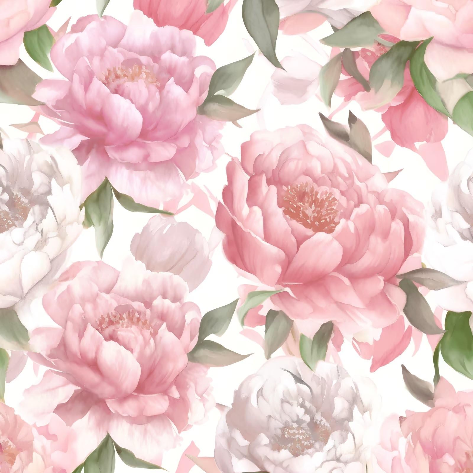 Laatse Large Floral/Rose Peel and Stick Wallpaper 17.5' x 118', Pink White