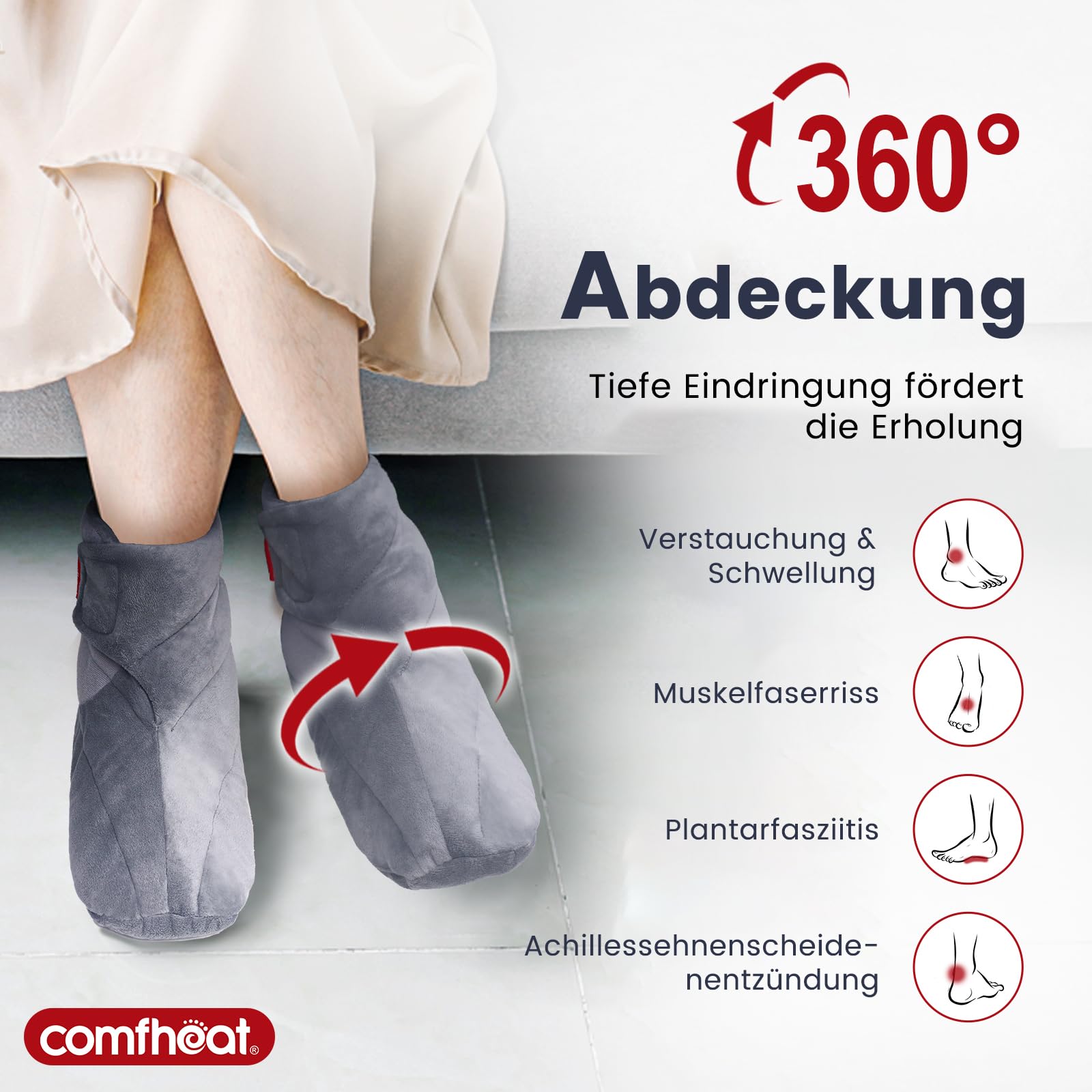 Mikrowellengeeignete Fußwärmer für Damen und Herren Mikrowellengeheizter Fußwärmer Feuchte Wärmetherapie für kalte Füße Lindert Steifheit, Muskelkater, Plantarfasziitis, Grau, L