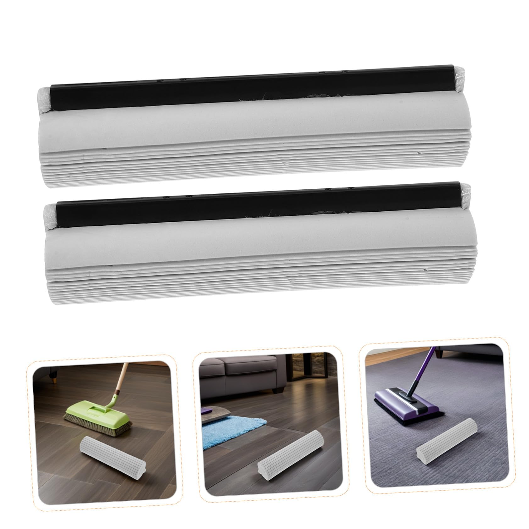 2 Cabezales de Repuesto para Trapeador de Esponja Rodillo, Esponja Absorbente Gris 33 Cm, Recambio para Limpieza de Suelos en Cocina, Baño y Garaje, Accesorio Duradero para Mopas