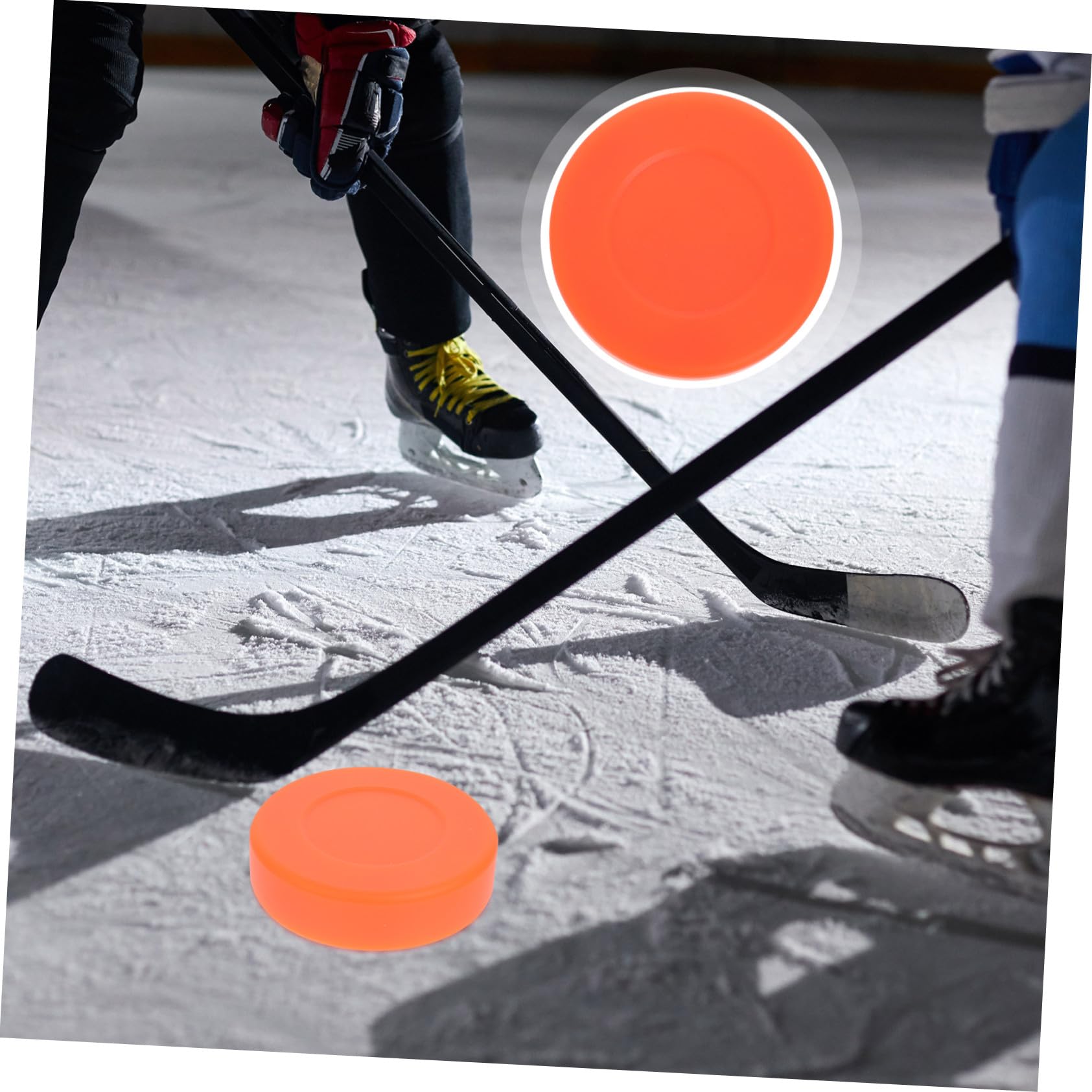 ERINGOGO Palets de Hockey Légers Faible Friction Surface Mate en PVC Orange Lot de 3 pour Jeux Extérieurs sur Béton ou Terrain Lisse