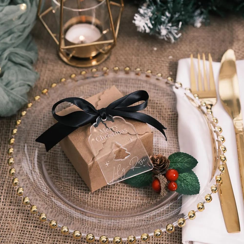 Lot de 100 étiquettes de nom de Noël personnalisées pour décoration de crackers de Noël, étiquettes cadeaux festives