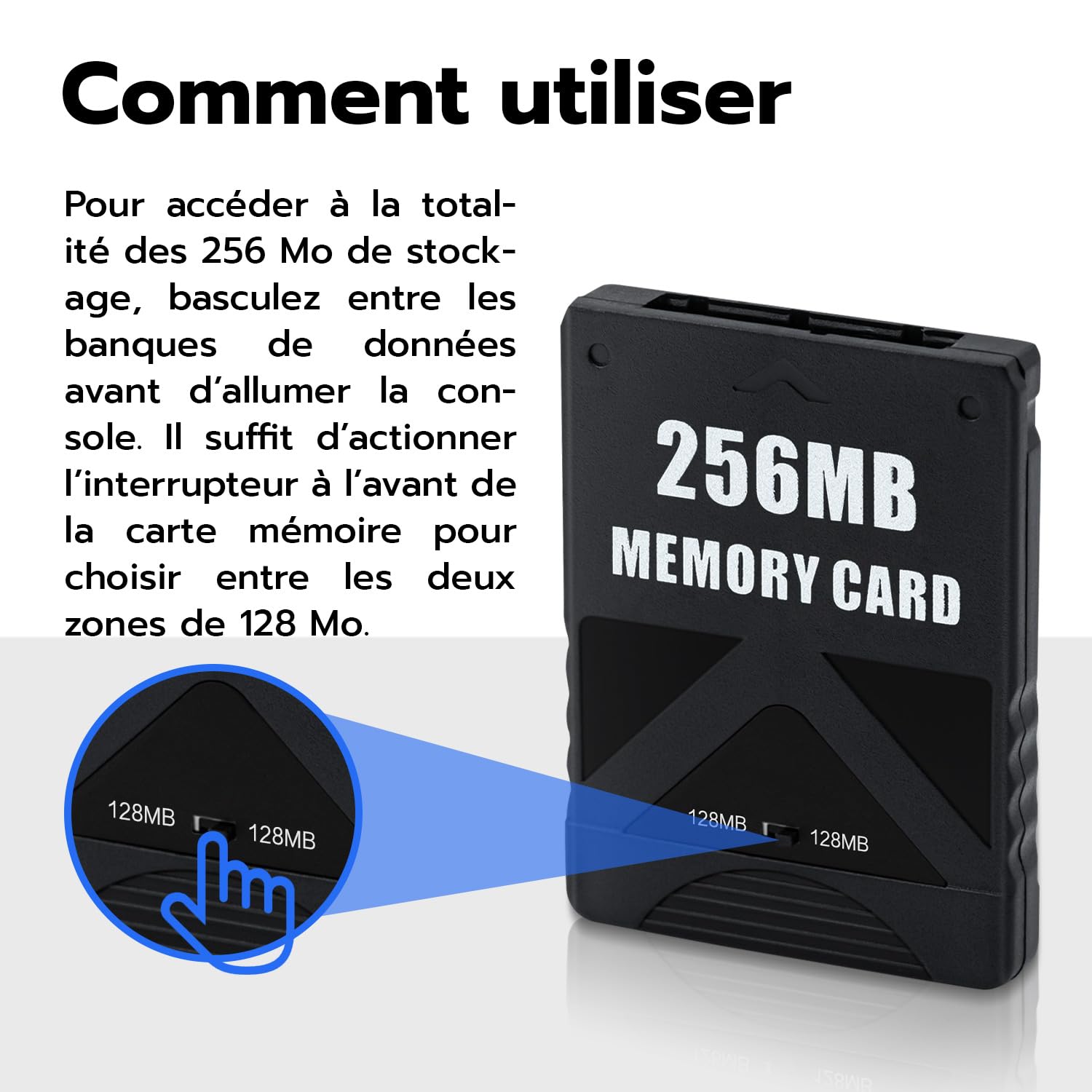 Wigearss Carte Mémoire PS2 256MB, Carte de Sauvegarde PlayStation 2 Haute Vitesse