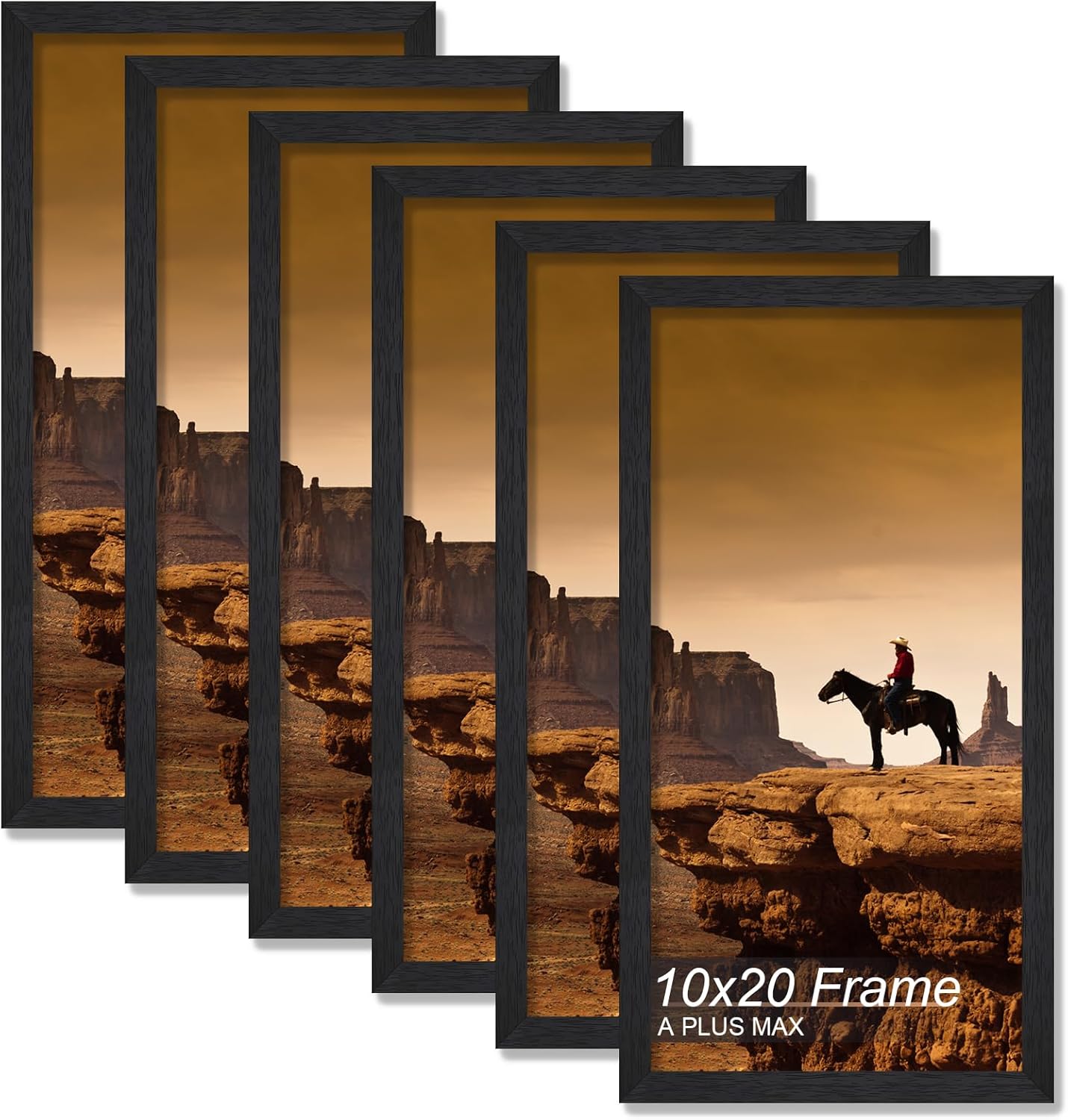 A PLUS MAX 10x20 Picture Frame Set of 6, Black Engineered