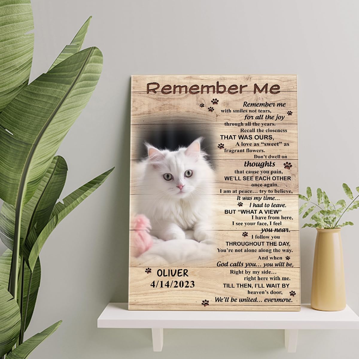 S101717 Cat Memorial Portrait Canvas Gifts, Unique Remember Me Memorial for Cat Lover Dad Mom, Memorial with Picture, Memorial from Mom Dad, Personalized Memorial With Picture