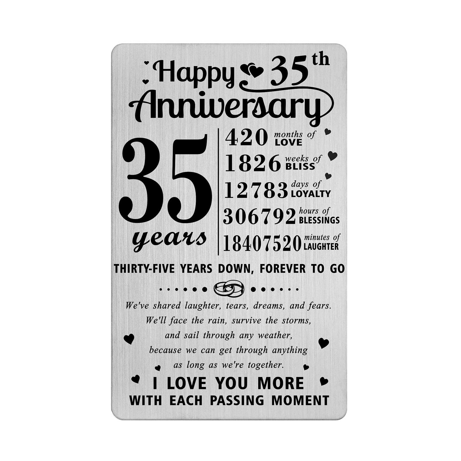 Richesele 35 Year Wedding Anniversary Card, 35th Wedding Anniversary Card