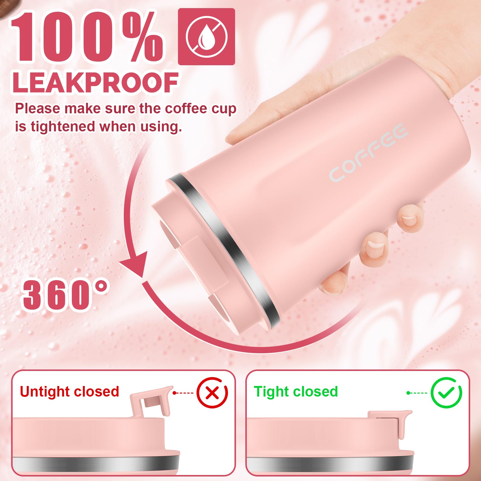 Taza Térmica De Acero Inoxidable Con Tapa Y Asa, 414 Ml, Contigo, Negra