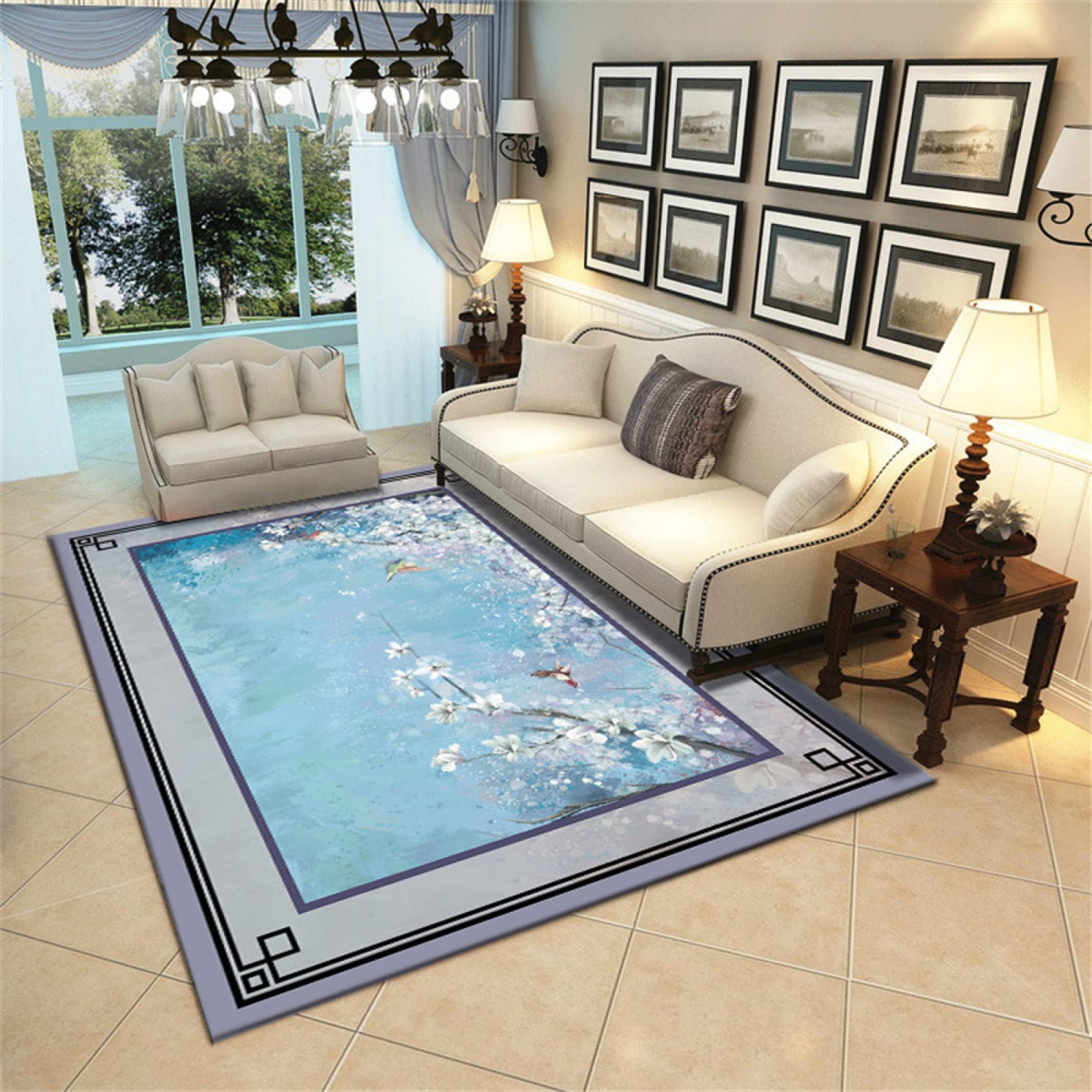 Tapis de chambre antidérapant bleu pour sécuriser et habiller le sol