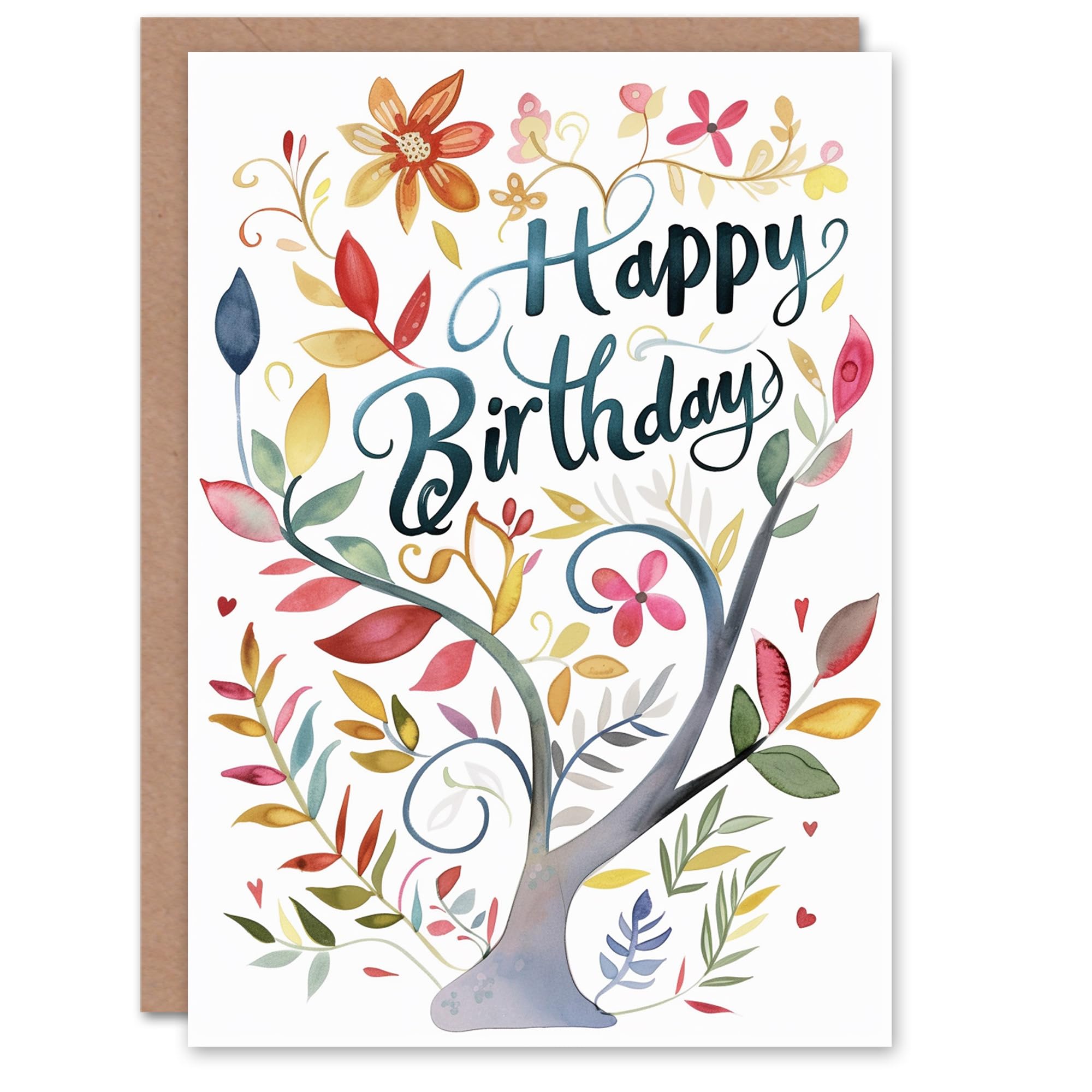 Artery8 Birthday Card Flower Blooming Tree Watercolour For Her Gran Sister Niece Daughter Wife Woman Greeting Card