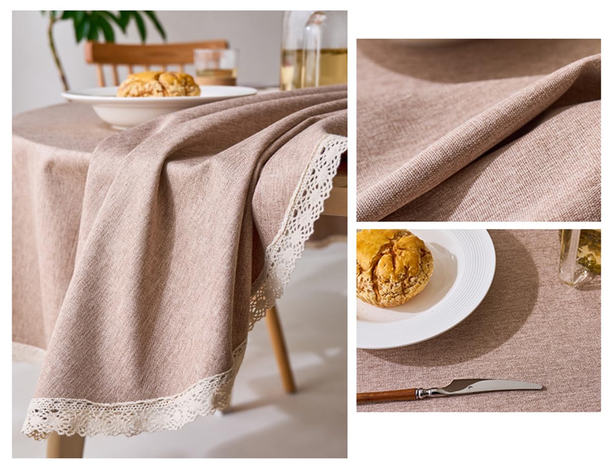 Mantel Redondo Antimanchas, Mantel Revestido Impermeable, fácil de Limpiar,Light Brown-B Diámetro 240 cm