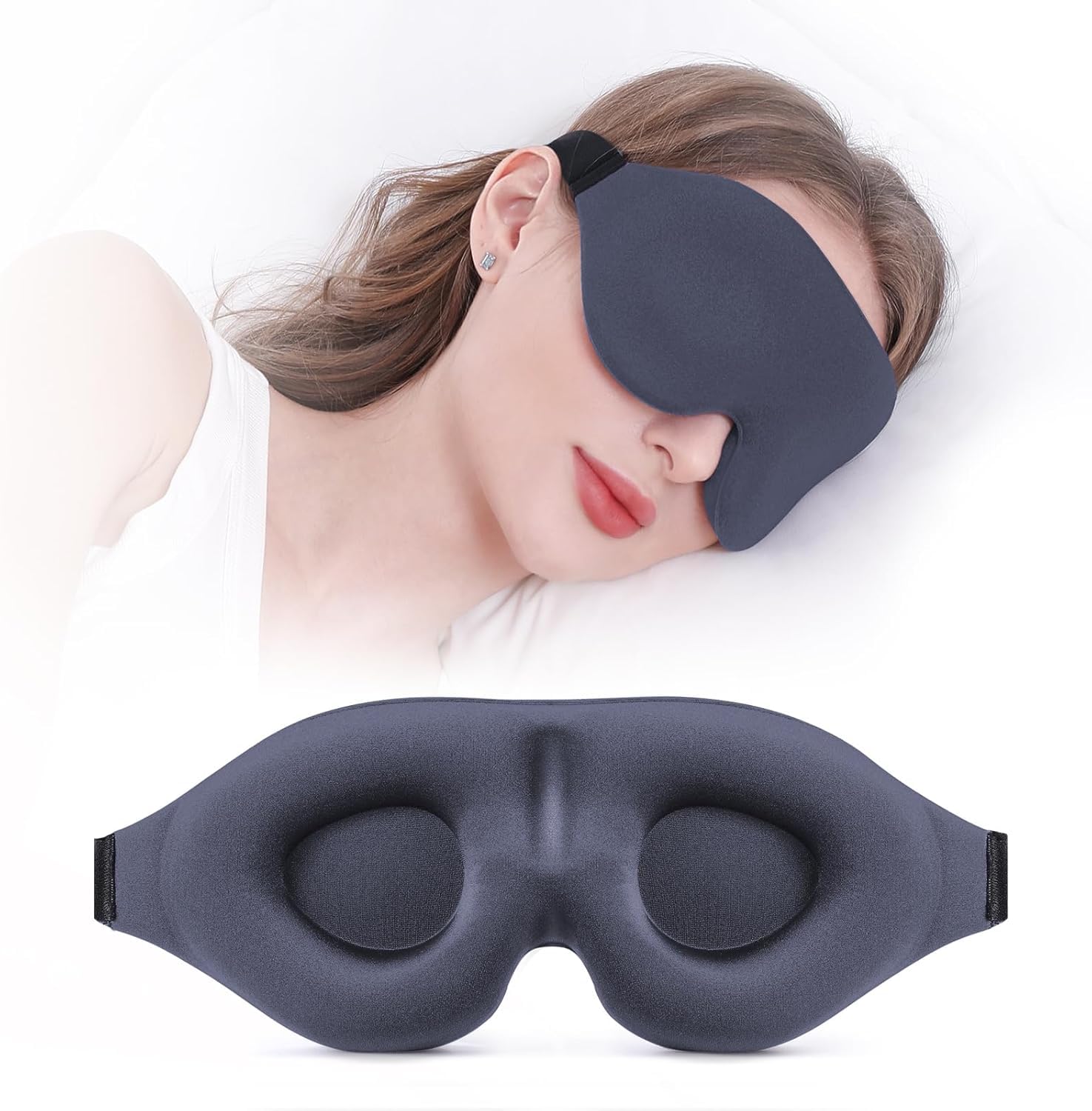 3D Sleep Mask for Deep Sleep – Adjustable Memory Foam Eye Mask for Men & Women | Blackout Light Blocking, Soft Cooling Fabric for Travel, Relaxation & Comfortable Night Use-image-38