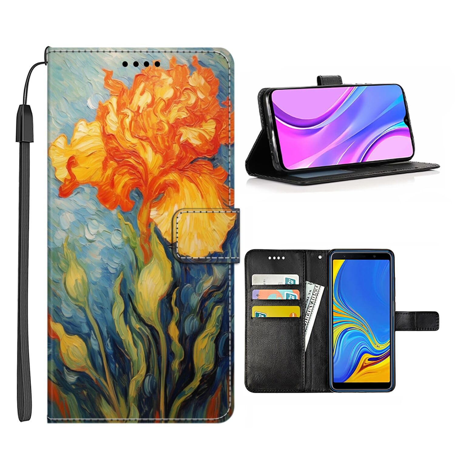 Wallet Case for Samsung Galaxy S24 S23 S23+ S22 S22+ S21 S21+ S20 S20+ S10 S10+ S9 S9+ S8 S7 Edge S6 Plus Ultra FE S10e 4G/5G with Carnation-aa81 Design PU Leather Flip Folio Kickstand