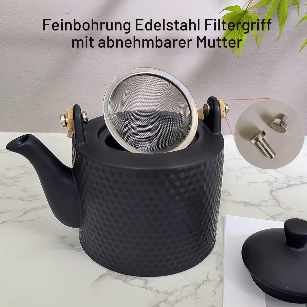 Japanische Keramik Teekanne Set, Teeservice Porzellan Schwarz