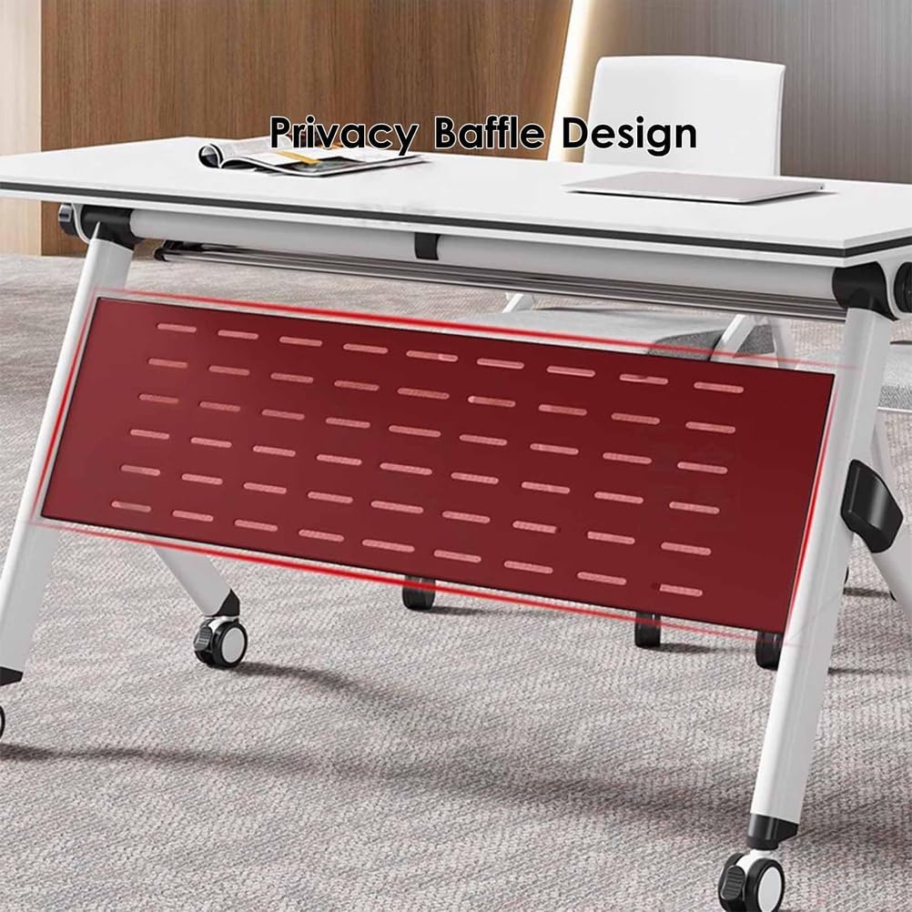 Tavolo da riunione pieghevole con ruote bloccabili, scrivania mobile compatta per seminari, 8 pezzi, 120 x 40 x 75 cm, design versatile collegabile per ufficio ed eventi