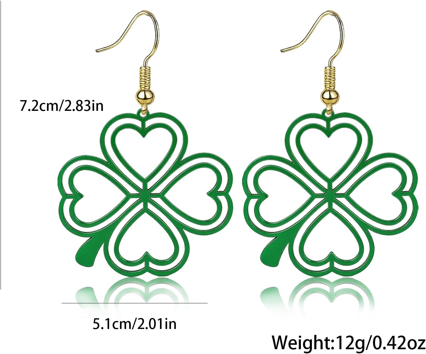 St Patrick'S Day Clover Earrings for Women Gold Clover Drop Dangle Earrings Lucky Shamrock Earring Irish Jewelry St Patricks Day Accessories - Image 3
