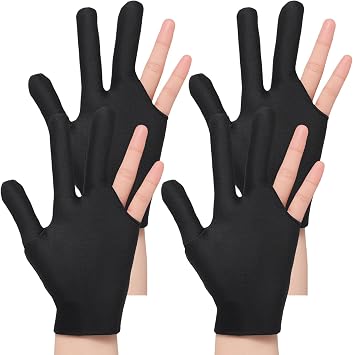 4 Pcs Billiard Pool Gloves, 3 Fingers Billiards Glove, Pool Glove Left Hand, Breathable Elastic Universal Cue Sports Gloves for Women or Men Left and Right Hand
