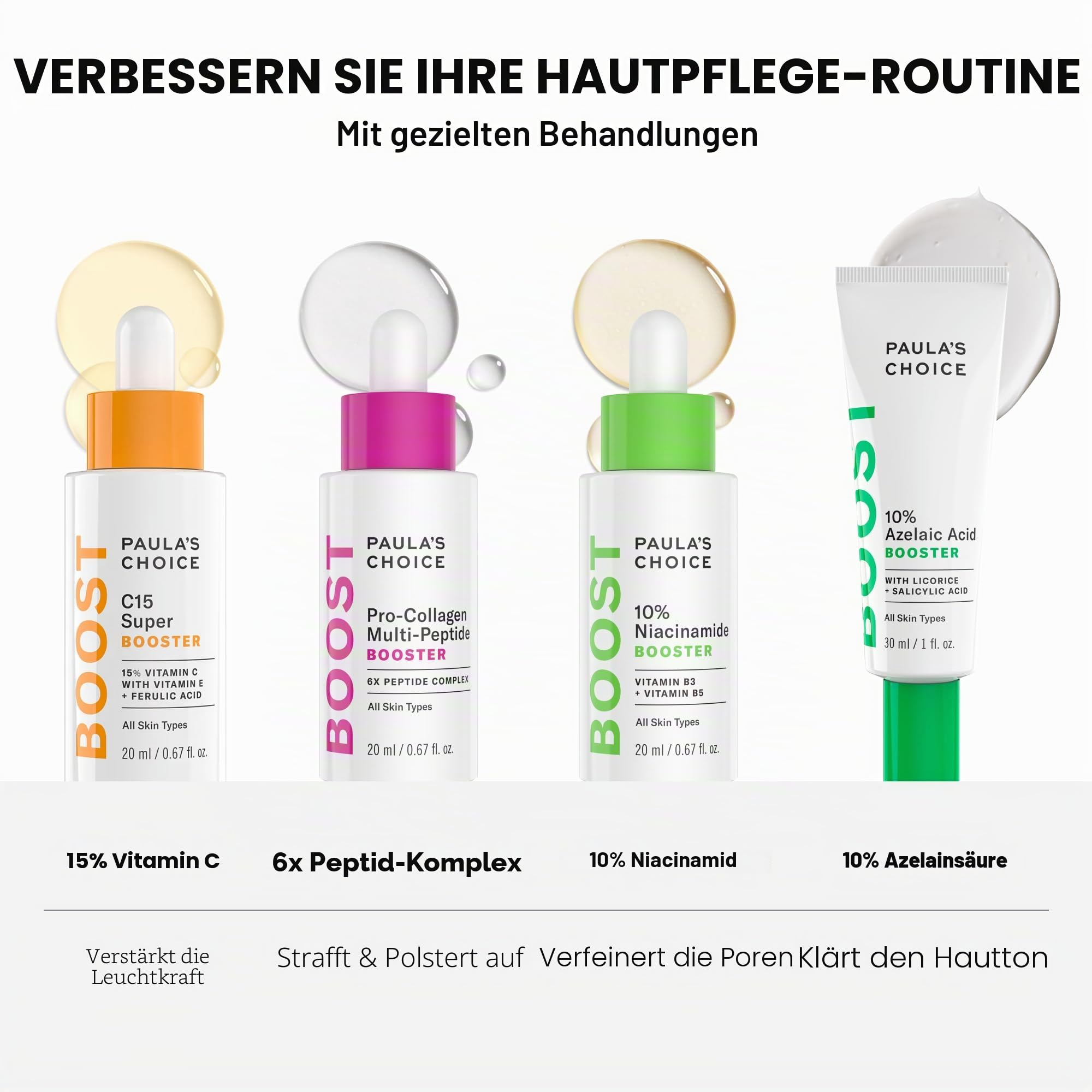Paula's Choice 15% Vitamin C Booster, Gesichtsserum für ein Glow, 20 ml | Anti-Aging Serum mit 15% Vitamin C, E & Ferulasäure - Reduziert Braune Flecken & Lässt die Haut Strahlen - mit Peptiden