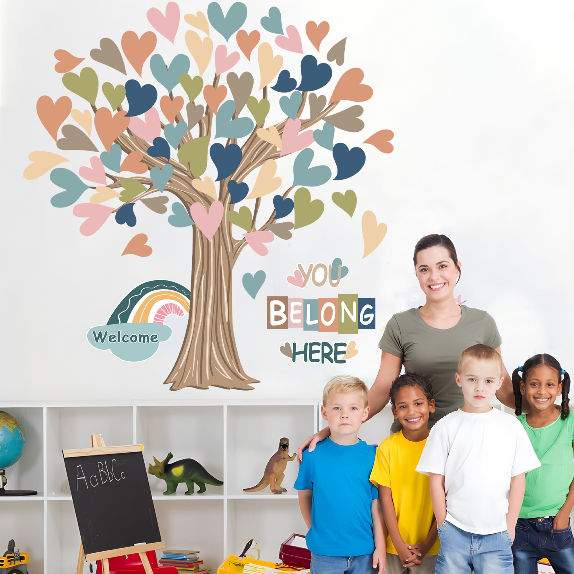 Classroom Tree Bulletin Board Decorations Boho Heart Tree Paper Cutouts You Belong Here Accents Welcome Bulletin Board Decor for School Nursery Blackboard Home Wall Decor - Image 4