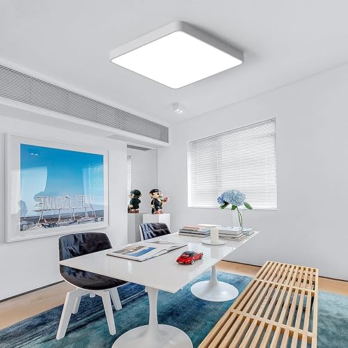 Miniatura 9 de Ganeed Lámparas de techo LED de 19.6 pulgadas, lámpara de techo cuadrada de 39 W, lámpara de techo LED de 6500 K, lámpara de techo LED de ahorro de