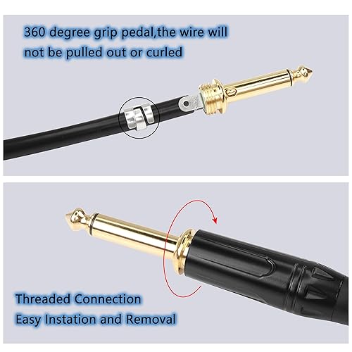 Miniatura 3 de PNGKNYOCN Conector de audio de 1/4 de pulgada con micrófono 6.35 con interruptor antisilbido, TS de 1/4 pulgadas, resistente chapado en oro, tipo