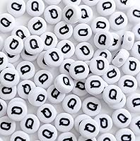 Vista 36 de 100 cuentas de letras blancas redondas de acrílico del alfabeto, cuentas de la letra L, para hacer joyas, pulseras, collares, llaveros, bricolaje